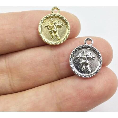 Eruifa 20pcs 12mm Beutiful Cupid gold/Silver plated Zinc alloy Charms Pendant Jewelry DIY Necklace Bracelet Earrings 2 colors