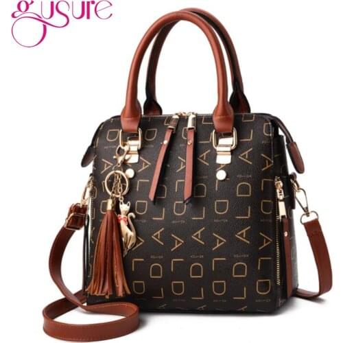 Gusure Women Bag Vintage Handbag Casual tassel Tote Fashion Women Messenger Bags Shoulder Top-Handle Purse Wallet Leather