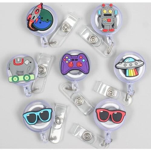 Creative Game Machine Robot Retractable Badge Card Holder Reel Nurse Exhibition Enfermera Boys Girl Gift glasses Name Card Chest