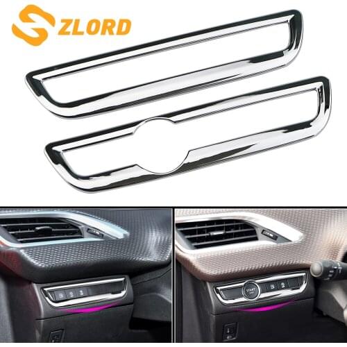 Zlord A Key To Start Key Ring Cover Stickers Trank Knob Trim Fit for Peugeot 2008 2014 - 2019 LHD Accessories Sticker