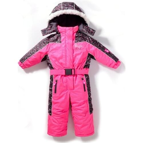 Baby girls Rompers Winter Thick Warm Hooded Jumpsuit Kids snowsuit waterproof girls rose red fleece Outwear for 2-5 years old