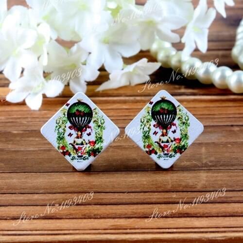 Square Shape High Quality Photo Wood Laser Cut Cabochon to make Rings, Earrings, Bobby pin,Necklaces, Bracelets