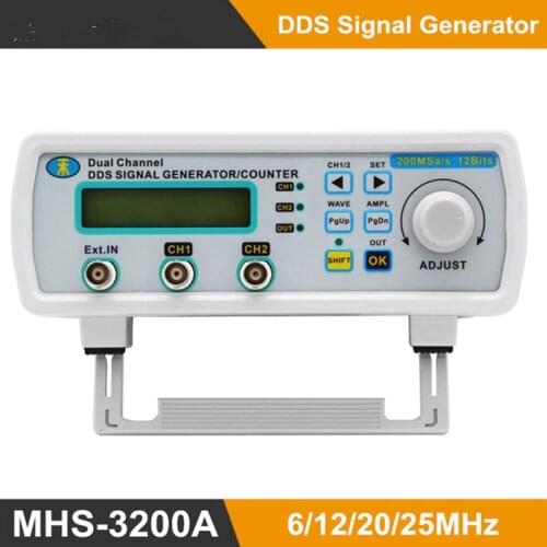 MHS-3200A DDS NC dual channel function signal generator TTL DDS Signal Generator Waveform generator 6MHz