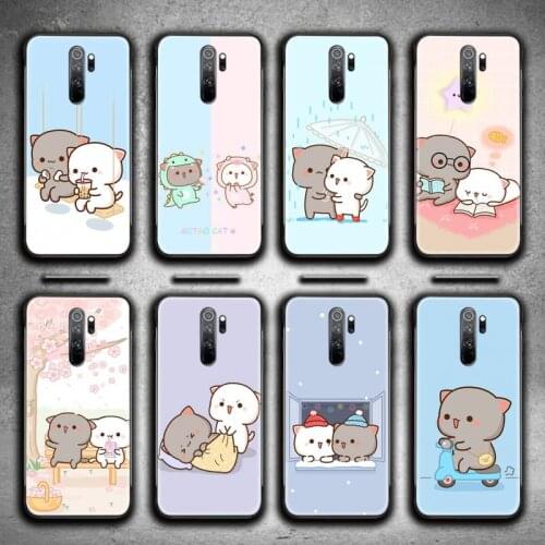 Cartoon Cute Gray Mochi Cat Phone Case for Redmi 9A 9 8A 7 6 6A Note 10 9 8 8T Pro Max K20 K30 Pro