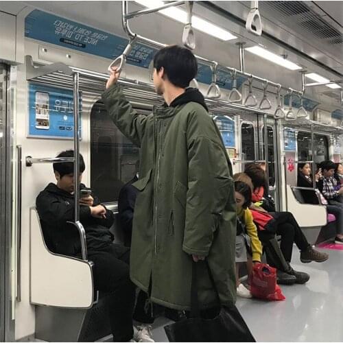 New Mens Loose Warm Parkas Coat Solid Color Thick Stand Collar Long Outwear Cotton-padded Winter Outwear K12