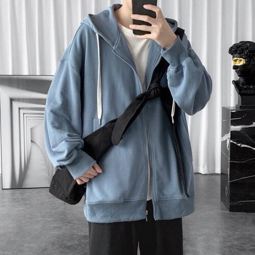 Solid Color Men Casual Jackets Hip Hop Man Oversized Sportswear Zipper Coats 2021 Korean Streetwear Coats Plus Size Clothing