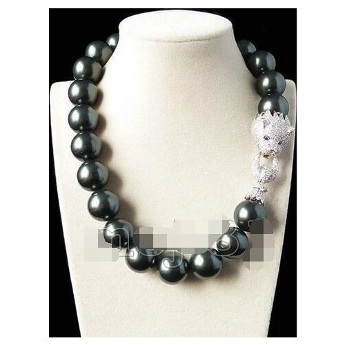 Huge 20mm Genuine South Sea Black Shell imitation Pearl Round Beads Fashion Necklace 18 ''>>> free shipping