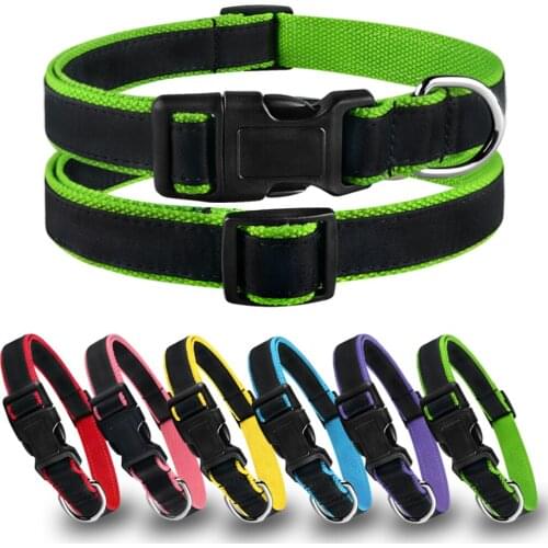 Personalized Embroidery Nylon Dog Collars Pet Dog Tag Custom Collar Adjustable Puppy Nameplate ID Collars Small Medium Large Dog