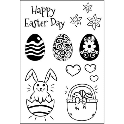 11*16 Happy Easter Day Transparent Silicone Clear Stamps DIY for Scrapbooking Card Making Photo Album Decorative Stamp Sheet