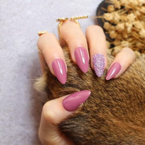 Ruby red Glitter Powder stiletto UV Glossy fake nails black Gradient Wedding False nails blue 28pcs full set