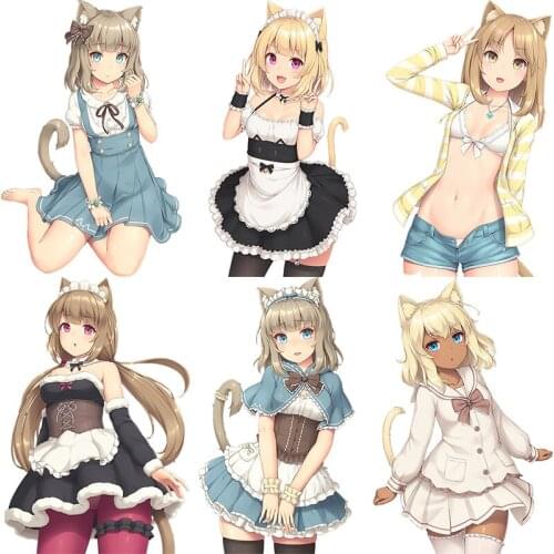 Three Ratels CDM365 Cute cats ear girl pvc sticker for car bike motorcycle laptop motorcycle helmet wall sticker Refrige label