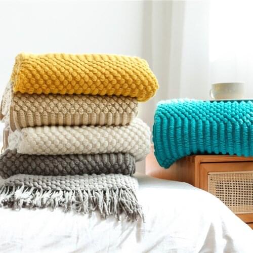 Nordic sofa blanket hotel bed tail towel bed flag tassel shawl blanket bed tail cloth cover blanket bed towel