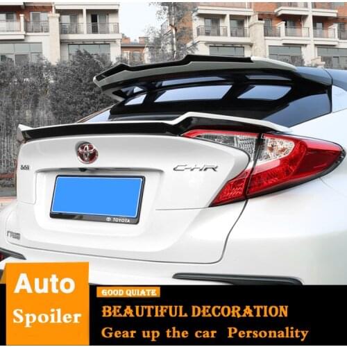 For Toyota C-HR Spoiler ABS Material Car Rear Wing black/white/red Color Trunk Rear Roof Spoiler Sport For CHR 2018-2019