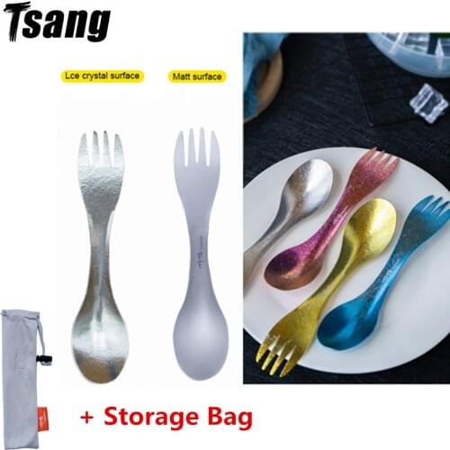 Outdoor Camping Picnic Titanium Spoon Tableware Fork Ultralight Hiking Camping Travel Tableware Cookware Portable Outdoor Tool