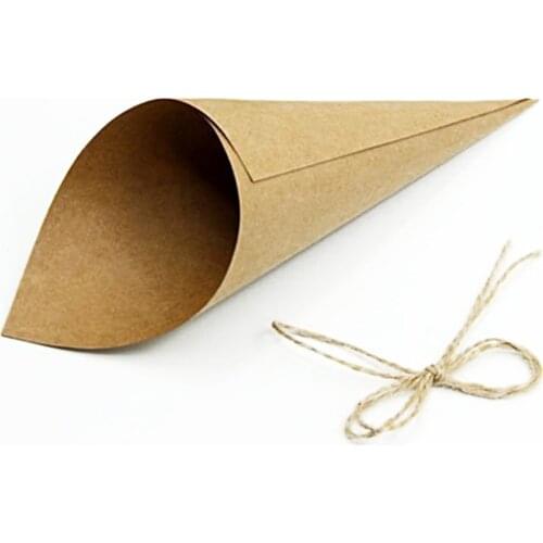 Party Supplies Hemp Rope Kraft Paper Cone-Shaped Sprinkle Flowers Tube DIY Wedding Party Table Decoration Paper Cake Tube