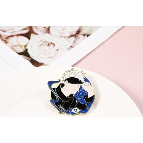 Japan Anime Jujutsu Kaisen Brooch Gojo Satoru Pin Cartoon Cute Alloy Cosplay Badge