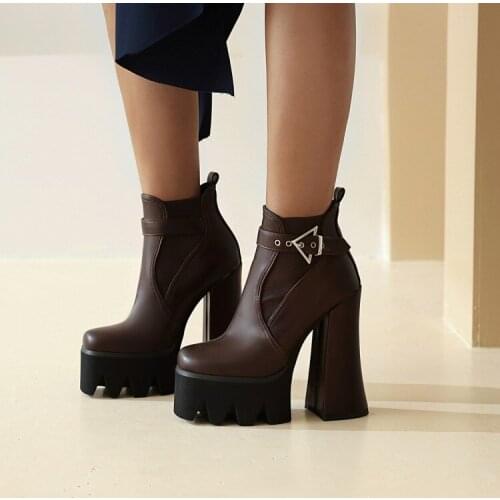 Women shoes 2021 winter platform boots gothic wedges womens platform heels goth shoes Motorcycle boots high heels sexy 43