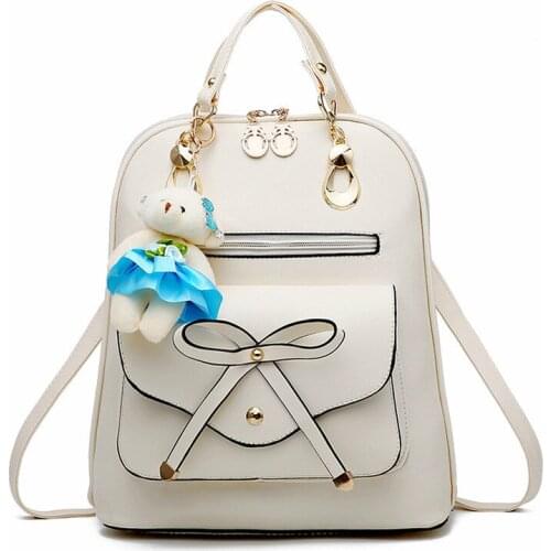 MONNET CAUTHY Female Bags Classic Sweet Girls New Fashion Occident Style Backpacks Solid Color Pink Wine Red Black and White Bag