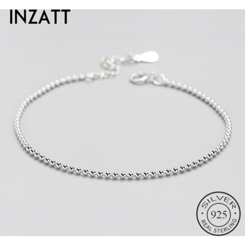 INZATT Classic Real925 Sterling Silver Bead Bracelet For Women Geometric Summer Metal Fashion Chain Jewelry Birthday Gift Bijoux