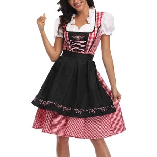 Womens Oktoberfest Dress Body Sculpting Stage Costume Maid Costume Dresses Splice Strappy Dresses Vestidos De Vera #G3