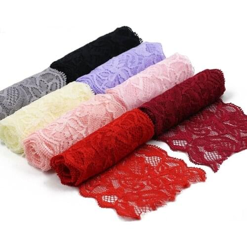 1Meter Elastic Lace Ribbon DIY Handmade Crafts Fabric White Black Red Pink Blue Purple Lace Trimming Home Garment Accessories