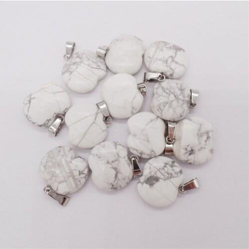 10Pcs 20x15x6mm White And Gray Turquoise Carved Apple Pendant For DIY Jewelry Making Necklace Accessories Special Gift
