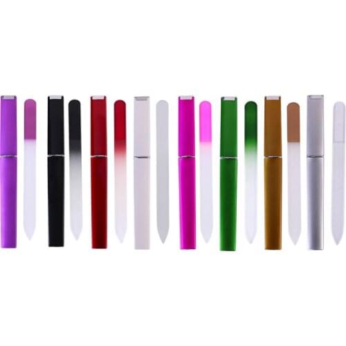 100X New TOP QUALITY CRYSTAL GLASS NAIL FILE 5 1/2" with Companion Case NF014