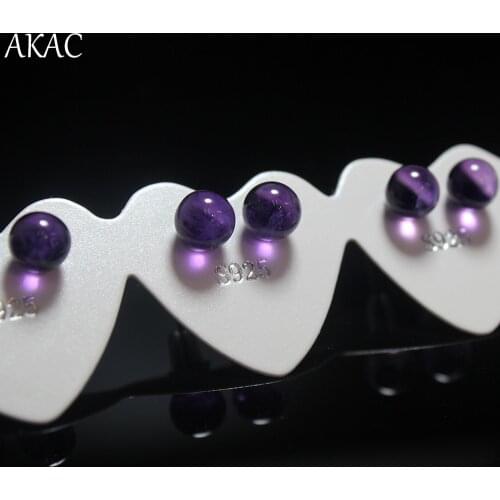 5pairs/set Free shipping approx5-6mm natural amethyst stud earrings Tiny Light Bulb send randomly
