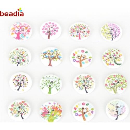 50pcs/lot Wholesale Size 20-35mm Two Holes Natural Random Mixed Wooden Button Beads For Scrapbook Sewing Accessories DIY Craft