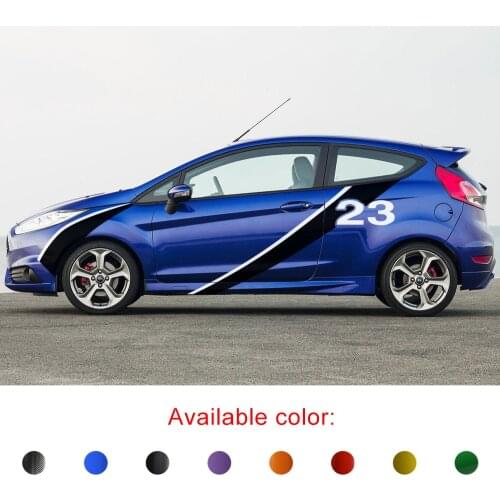 Car Decals Side Body NO.23 Racing Stripe Graphic Vinyl Sticker Cool Car Sticker Customized Fit for Ford Fiesta 2019 On