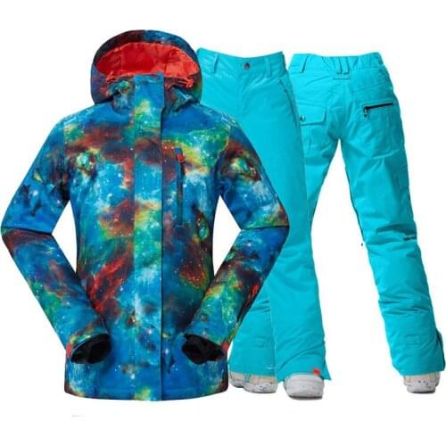 Brand GS Womens Snow Clothing Outdoor Wear Snowboarding Suit Sets 10K Waterproof Winter Costumes Skiing Jacket + Pant Female