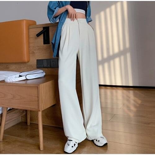 Summer Loose Casual Trousers For Women High Waist Maxi Wide Leg Pants Female Elegant 2021 Fashion Clothes New Black