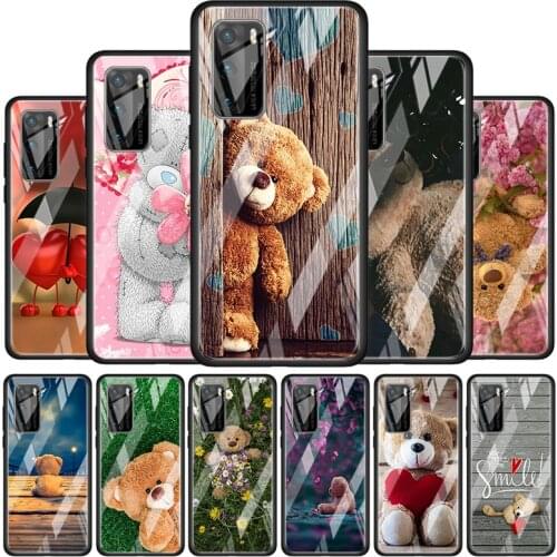 Little Teddy Bear Tempered Glass Cover For P40 P30 P20 P10 P Smart Z Pro Plus Lite 2019 2020 2021 Phone Case Coque
