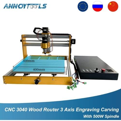 CNC 3040 Wood Router 3 Axis Engraving Carving Laser/Spindle 2 in 1 Milling Machine Equip with New Multifunction GRBL Control Box