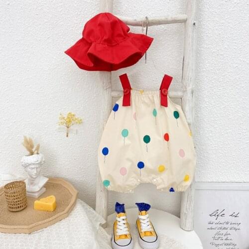 Baby Rompers Toddler Infant Baby Suspender Big Butt Pants 2021 Summer New Korean Children Clothing Newborn Jumpsuits with Hats