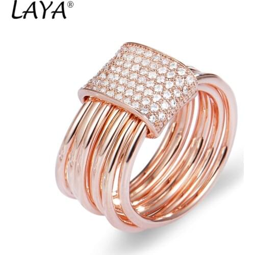 Laya 925 Sterling Silver New Fashion Luxury Authentic AAA Zircon Multi-Layer Jewelry Wedding Ring For Women 2021 Trend