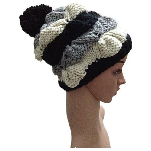 BomHCS Fashion Girls Autumn Winter Beanies Handmade Warm Knitted Hats Cute Cap