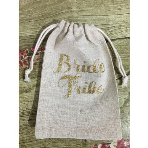 Bride Tribe bridal shower Hen party pouches wedding favor gift Muslin bags Bachelorette Hangover recovery emergancy Survival kit