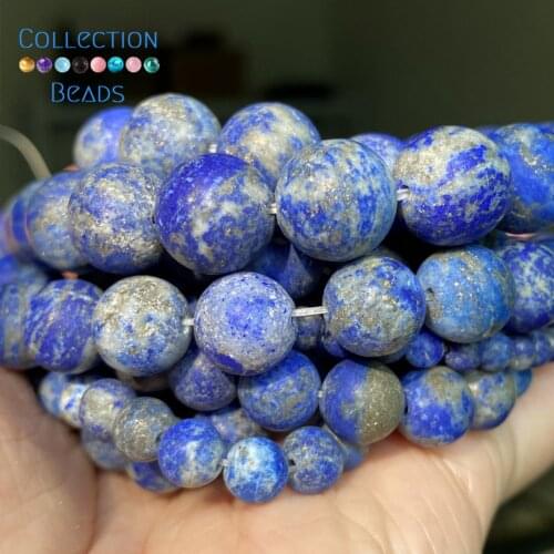Natural Dull Polish Lapis Lazuli Stone Loose Round Beads For Jewelry Making 4-12 MM DIY Bracelets Accessories 15" Wholesale