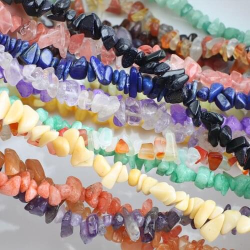 Irregular Gravel Beads Natural Stone Beads 5-8mm 30 inch Amethysts Turquoises Tiger eye Chips Beads for Jewelry Making Bracelet