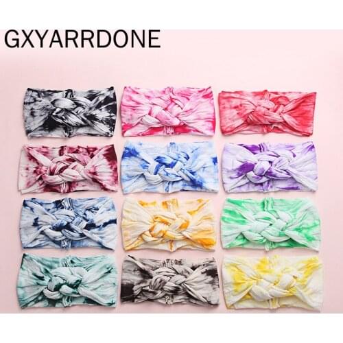 Tie Dye Nylon Baby Headband Chinese Knot Head Wrap Braided Baby Hair Bands Infant Hair Accessories for Baby Girls 12 Colors
