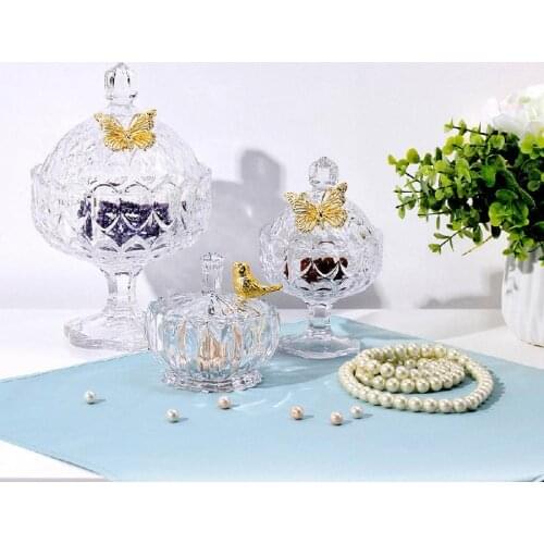 New Creative Light Luxury Glass Candy Jar Home Decoration Decoration European Style Glass Storage Jar Decoration With Lid