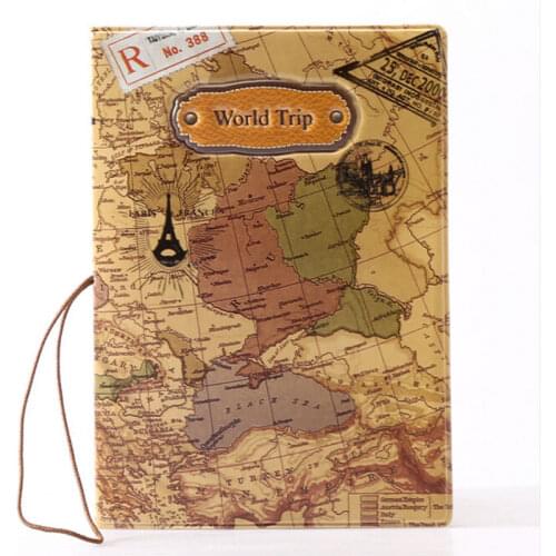 2018 New World Trip Map Travel Passport Covers for Men , PVC Leather ID Card Bag Passport holder Passport Wallets 14*9.6cm