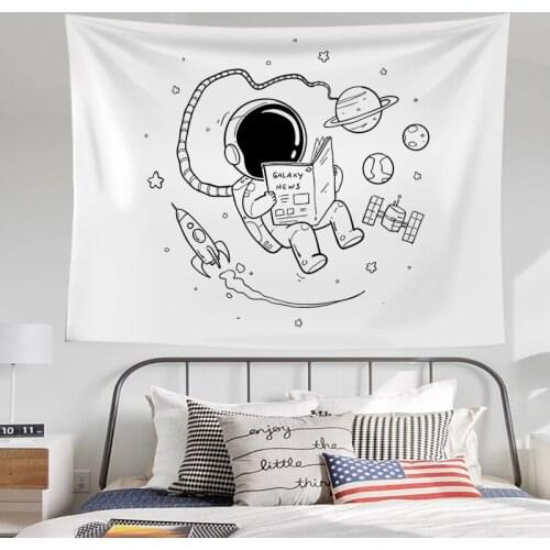 Nordic Style Hanging Cloth Cute Cat Space Cartoon Background Cloth Wall Decor Bedroom Decorative Tapestry Wall Hanging 5 Sizes