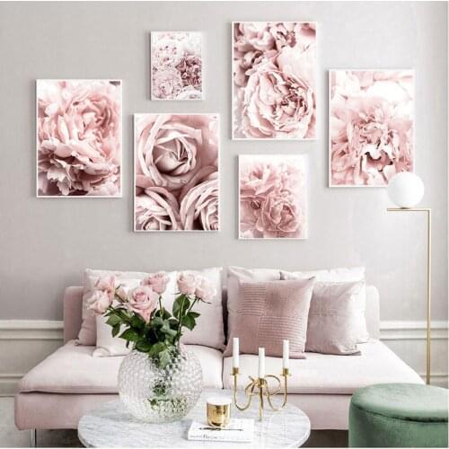Flower Poster Peony Print Roses Wall Art Floral Art Canvas Painting Wall Picture Scandinavian Wall Art Picture Living Room Decor