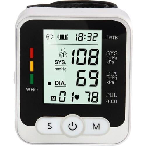 Blood Pressure Cuff Monitor Pulse Heart Beat Rate Meter Device Tonometer BP Mini Digital Wrist Sphygmomanometer