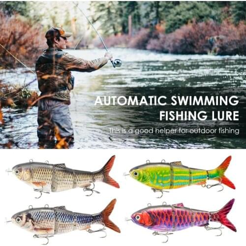 Robotic Fishing Lure Electric Wobbler Pike Electronic Multi Jointed Bait 4 Segments Auto Self Swimming Swimbait USB LED Light