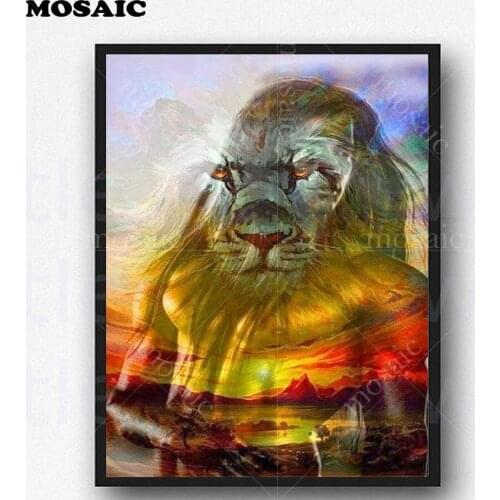 Sale Diamond Embroidery 5D DIY Diamond Painting mosaic lion man Christmas pictuers of Rhinestone Cross Stitch home Decor B366