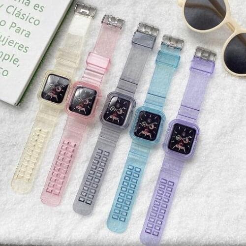 Color Change Transparent TPU Strap For Apple Watch band 44mm 40mm 38mm 42mm Watchband Bracelet Belt for iWatch Series 6 SE 5 4 3