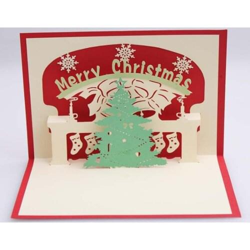 Handmade Christmas Card 3D Pop Up Greeting Card Christmas Bell Party Invitations Paper Card Personalized Keepsakes Postcards
